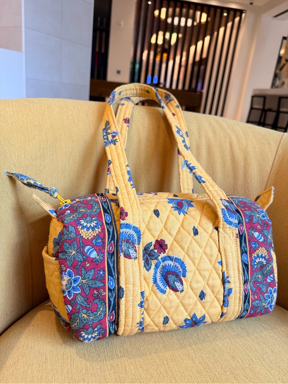 Rare Vintage 90s Y2K Vera Bradley French Yellow Small Duffle Bag Made USA - Picture 14 of 15